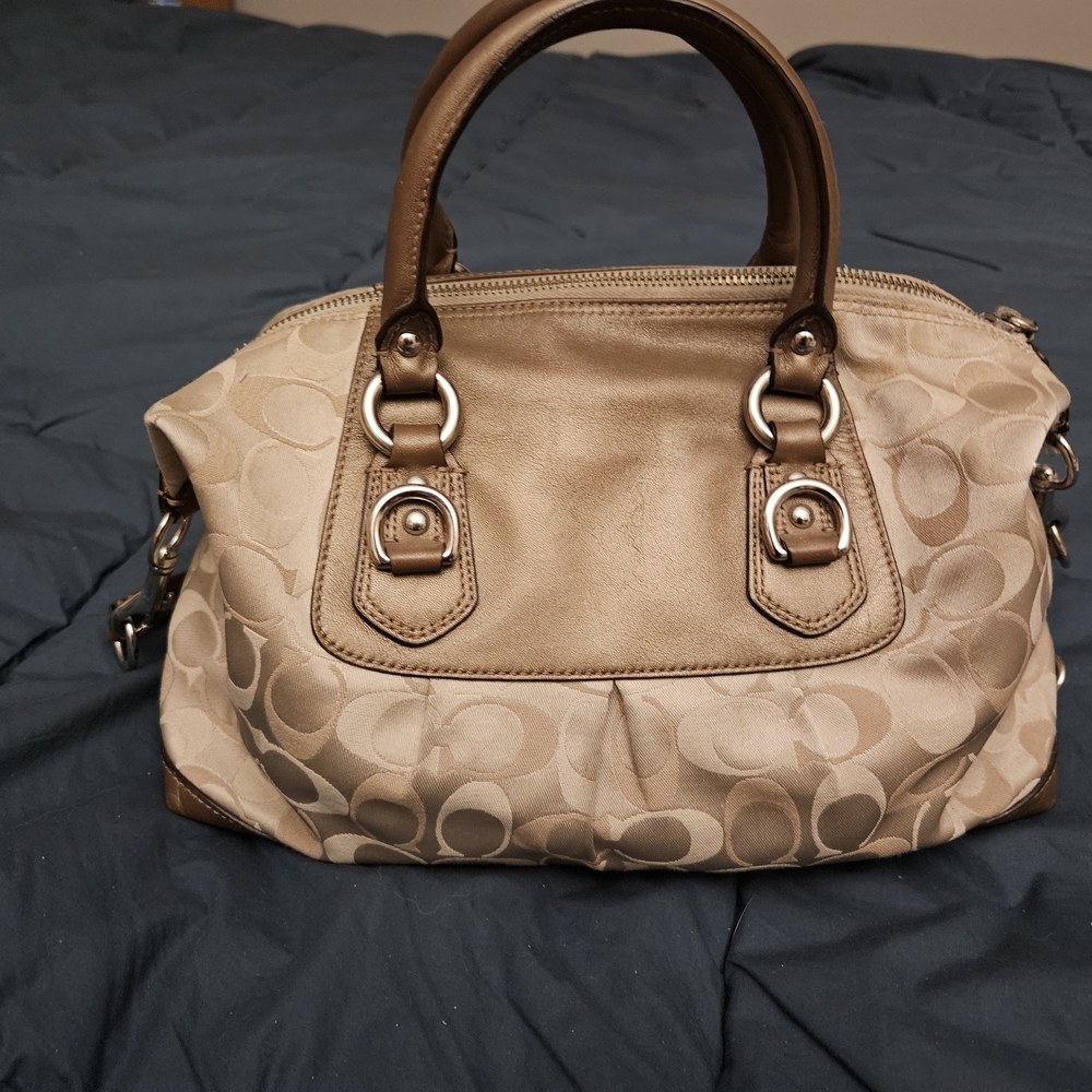 Coach Beige and Brown Signature Satchel and Wallet - Picture 6 of 6